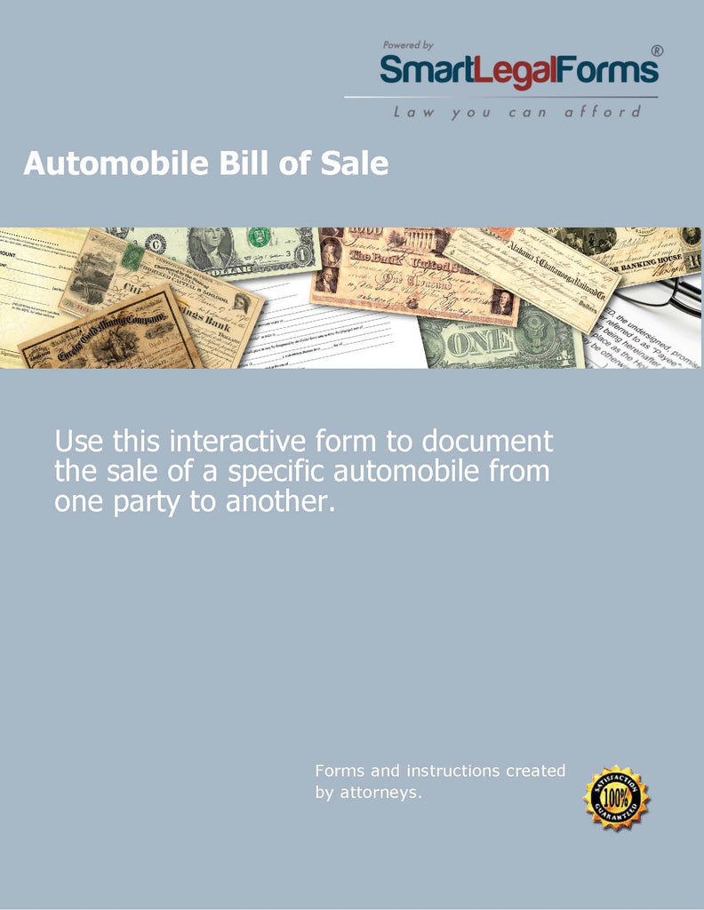 Auto Bill of Sale - SmartLegalForms