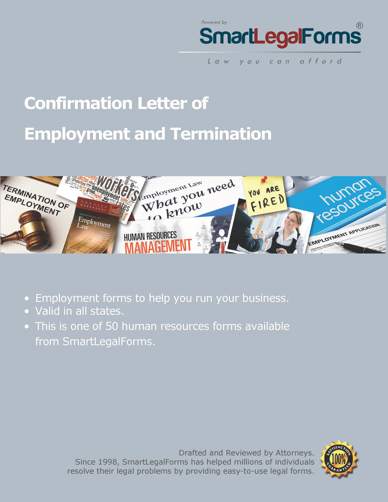 Confirmation Letter of Employment and Termination - SmartLegalForms