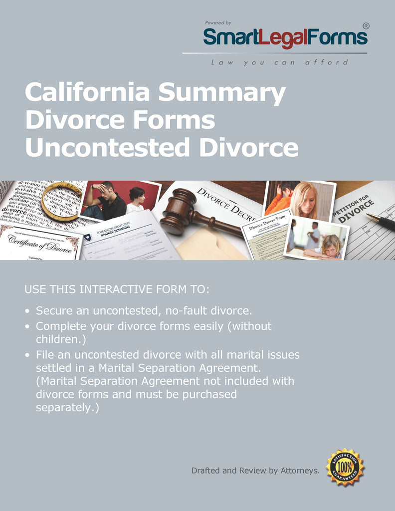California Summary Dissolution (Divorce) Forms - SmartLegalForms