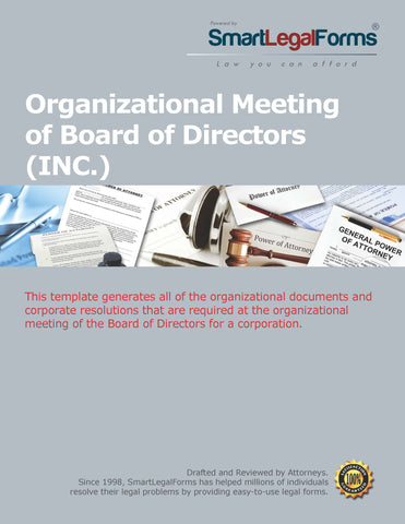 Organizational Meeting of the Board of Directors - SmartLegalForms