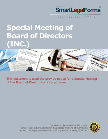 Special Meeting of the Board of Directors - SmartLegalForms