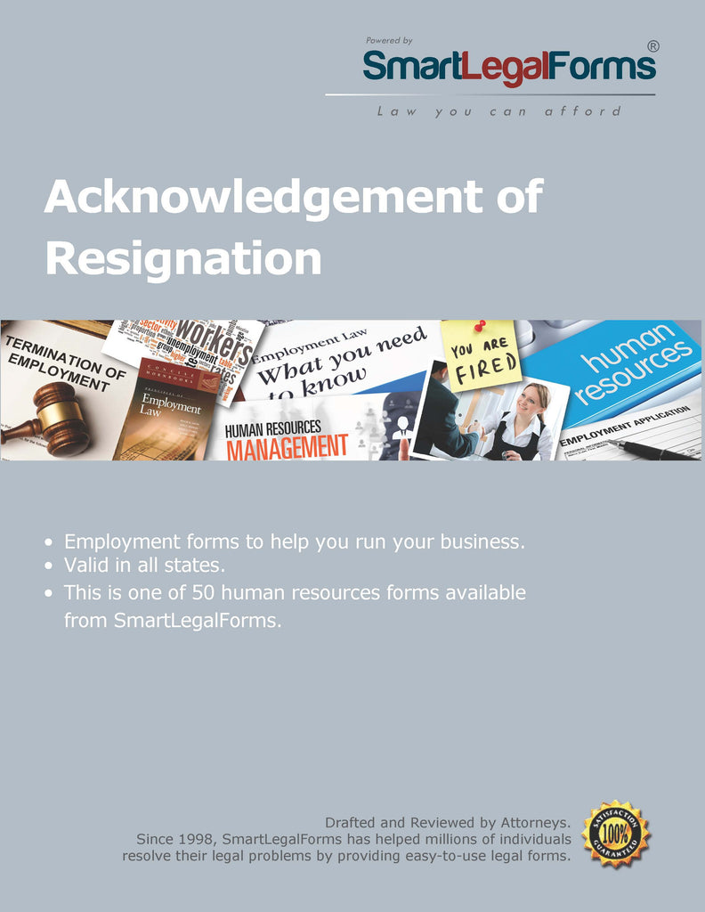 Acknowledgement of Resignation - SmartLegalForms