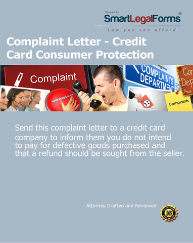 Complaint Letter - Credit Card Consumer Protection - SmartLegalForms