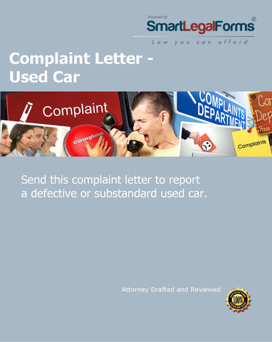 Complaint Letter - Used Car - SmartLegalForms