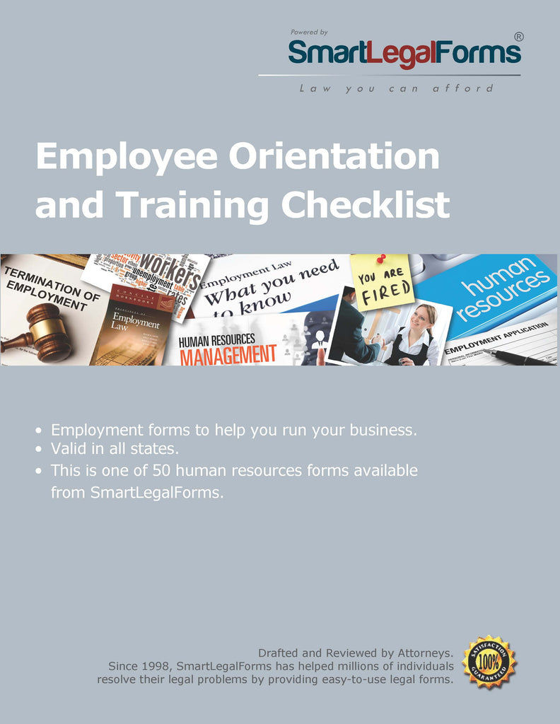 Employee Orientation and Training Checklist - SmartLegalForms