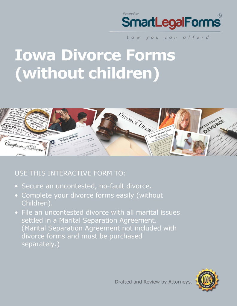 Iowa Divorce Forms without Minor Children - SmartLegalForms