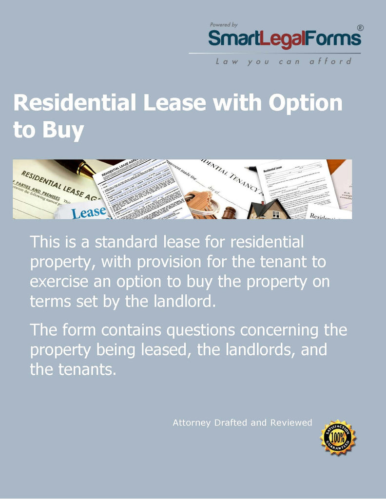Residential Lease With an Option to Purchase - SmartLegalForms