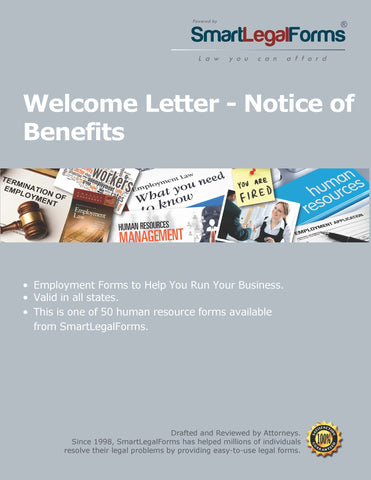 Welcome Letter - Notice of Benefits - SmartLegalForms